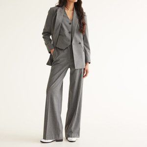 Reitmans Grey Wide Leg High Rise Pinstripe Pants